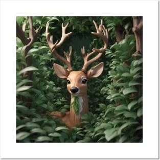 Camouflaged deer in nature Posters and Art